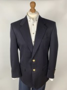 Marynarka Marks & Spencer L/XL granatowa wełna złote guziki old money