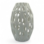 Wazon ozdobny Voronoi – unikalna siatka owalnych otworów – jasny marmur