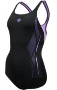 ARENA Jednoczęściowy strój kąpielowy Pro Back Graphic Black-lavanda - 46