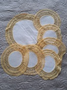 Vintage zestaw serwetki szydelkowe podklad płótno lniane pamiątki PRL retro