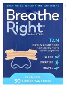 Breathe Right, Paski na nos, małe/średnie, 30 kolor: cielisty - TAN