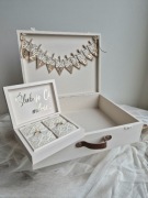 Zestaw ślubny NOWY walizka na koperty,pudełko na obrączki