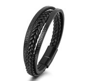 Bransoleta skórzana, czarna, nowa