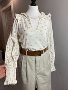 Elegancka biała bluzka damska z aplikacją 100% bawełna Boden