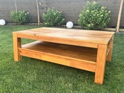 Stolik kawowy drewniany dębowy drewno ława do salonu z szufladą dąb