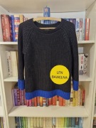 Massimo Dutti | M | Sweter len i bawełna | Czarny Kobaltowy | Minimalizm