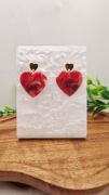 Czerwone kolczyki serca wiszące handmade lekkie sztyfty boho eleganckie