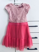 RÓŻOWA SUKIENKA Z TIULU Z CEKINAMI, rozm.110/116. H&M