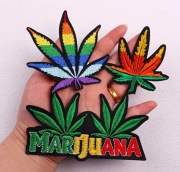 NAKLEJKA NASZYWKA ŁATKA  KOLOROWA MARIJUANA ZESTAW 3 SZTUK
