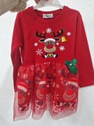 Czerwona sukienka świąteczna Renifer r. 128