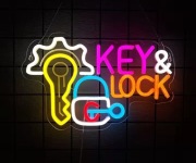NEON KLUCZE DORABIANIE KLUCZY SZYLD LED SKLEP KLUCZ ZAMKI OTWARTE  KEY LOCK