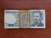 200 zł złotych 1988 rzadsza paczka serii EM st. 1/1-