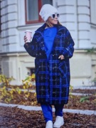 Płaszcz damski płaszczyk alpaka czarny/chabrowy Bastet