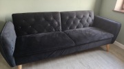 Sofa z funkcją spania velur czarna