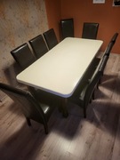 Stół dębowy rozkładany od 2m , 2,5 do 3 m +12 krzeseł ze skóry ekologicznej