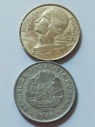 Rzadka ODWROTKA 180° – 15 Bani 1966 Rumunia + 10 Centimes 1997