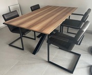 stół rozkładany 180x100 noga stalowa pająk - blat fornir orzech włoski