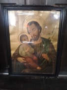 Stara ikona obraz "Święta Rodzina'' PRL 