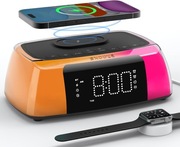 Cyfrowy budzik zegarek, ładowarka indukcyjna, głośnik Bluetooth, LED