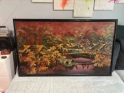 Przepiękny stylowy oprawiony obraz z chińskiej laki