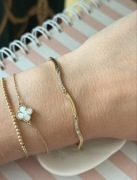 Złota bransoletka z cyrkoniami 585 14k fala