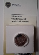 10 zł. srebrne, moneta kolekcjonerska, 30. rocznica wycofania wojsk sowieck