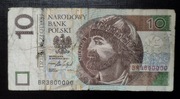 Banknot 10 złotych BR3800000 unikat aż pięć zer w numerze 