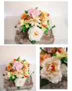 Kompozycja nagrobna biało-różowa 57 cm | misa betonowa | trwała dekoracja