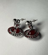 kolczyki czerwone vivieene westwood srebrne czerwone gotyckie cyrkonie