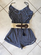 h&m letni wiązany kombinezon krótkie spodenki na lato bawełniany