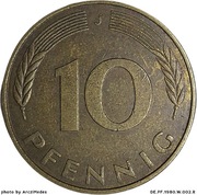 10 fenigów 1980, Niemcy "J" 