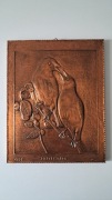 Miedziana plakietka, płaskorzeźba – szczygły (Distelfinken), 1991