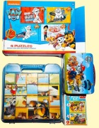 Psi Patrol - 4 elementowy Zestaw dla fana, 2 x Puzzle, puzzle 3 D i Memo