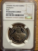 200000 ZŁ 1994 ZYGMUNT I STARY MENNICZA PF 68 ULTRA CAMEO