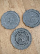 talerz ozdobny cynowy motyw myśliwski sarna koń talerz cynkowy