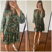 Boho sukienka mini guziki wiskoza 