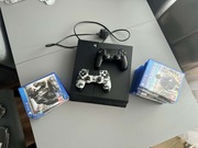 PlayStation 4 500GB + 2 Pady + 13 Gier | GTA V, TLOU, AC, Minecraft