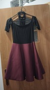 Sukienka damska czarno-bordowa rozm.34/36+Gratis!!