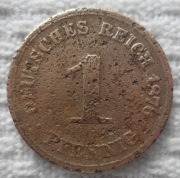 Niemcy Wilhelm I Hohenzollern 1 pfennig fenig 1876 E Drezno Saksonia KM# 1