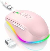 Bezprzewodowa mysz led RGB różowa Sensor optyczny 