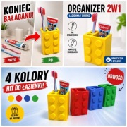 Organizer na szczoteczki i pastę do łazienki, kostka LEGO