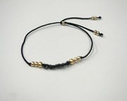 Bransoletka Naturalny Czarny Diament Złoto 14K GF Jedwab Certyfikat