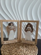 Anioł z makramy w ramce na Chrzest / Komunię 