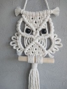 MAKRAMA SOWA 40 cm ozdoba ze sznurka dekoracja boho RĘKODZIEŁO