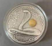 Rok Węża 2 oz Togo z bursztynem srebrna moneta Ag 999 Antique 2 uncje