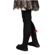 Bawełnie rajstopy czarne z czerwoną kokardką 92/98