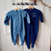 Spioszki pajacyk 68 śpioszki niebieskie na zamek w paski długo rękaw zestaw