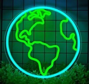NEON ZIEMIA LED LAMPKA KULA ZIEMSKA GLOBUS SZYLD NEONOWY GEOGRAFIA 