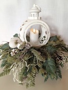 Stroik na Grób Kompozycja Nagrobna Wiązanka Lampion Świeca Led