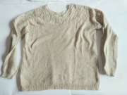 Beżowy sweter z ażurem M oversize